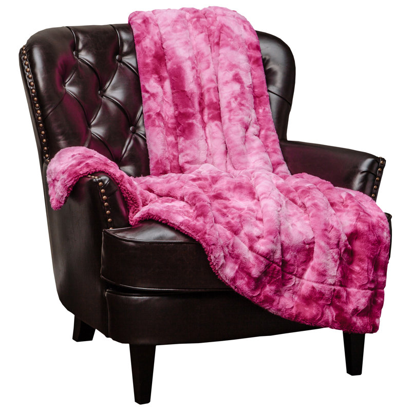 Couverture tissée , Rose, L 50 po x L 65 po