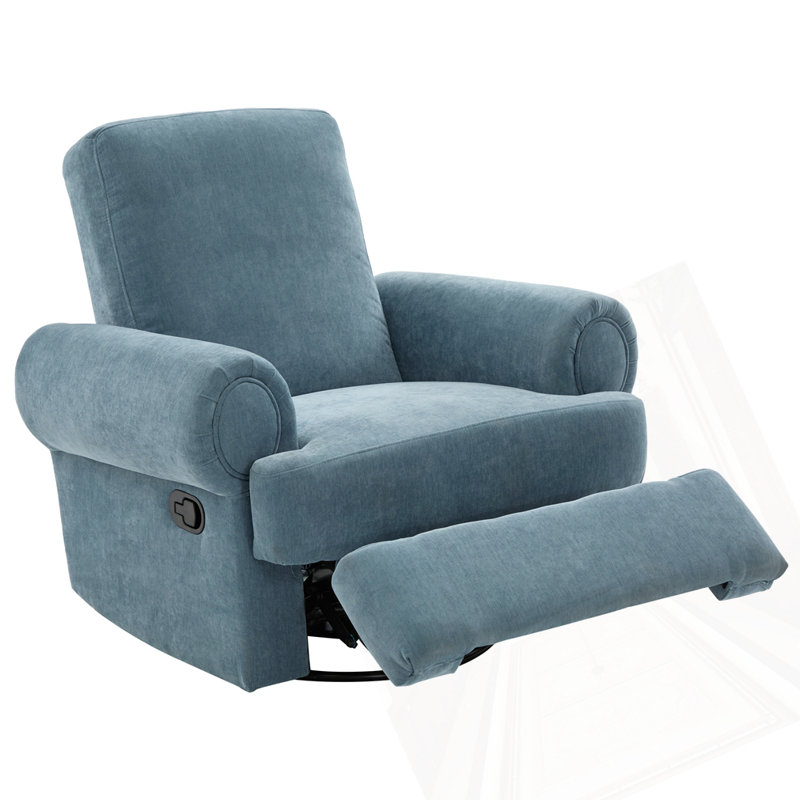 Manual Recliner Sofa Swivel Recliner Rocker Chair, Sky Blue