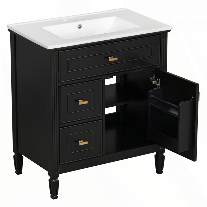 Meuble-lavabo 30 po avec lavabo, Noir