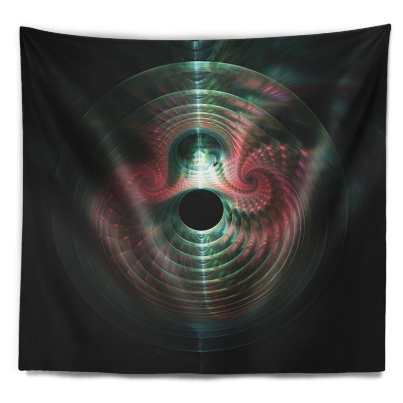 Tapisserie abstraite en polyester, H 78 po x l 92 po, Mauve / Noir