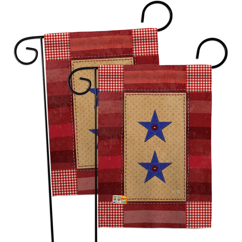 Deux étoiles service-impressions de polyester 2 faces décoratifs 19 x 13 po drapeau de jardin