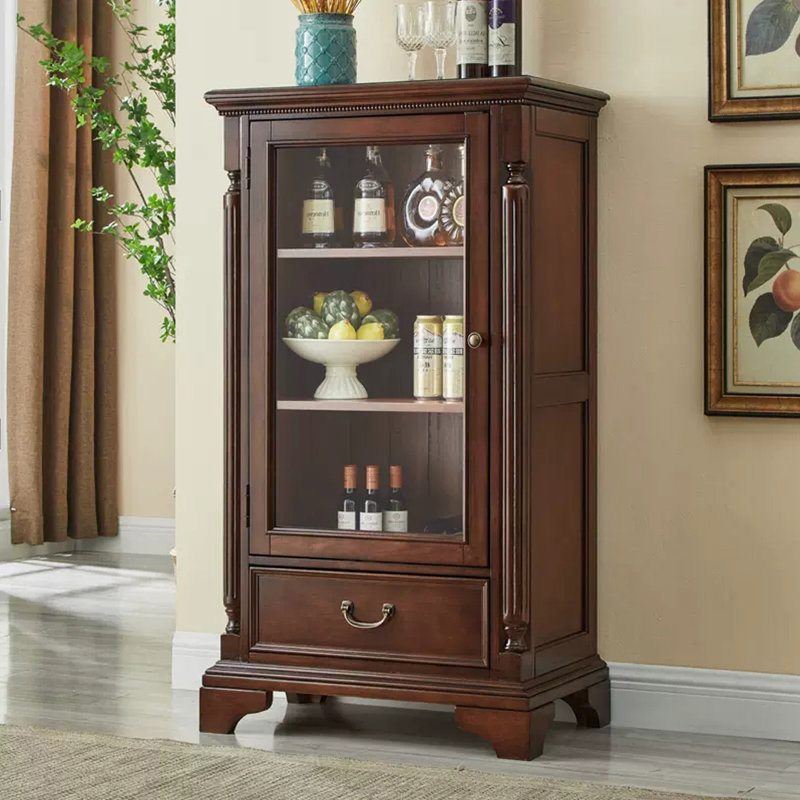 Maroon Solid Wood+Glass Display Cases