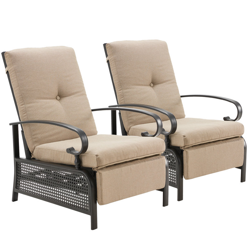Fauteuil de patio inclinable avec coussins lausannois, Beige