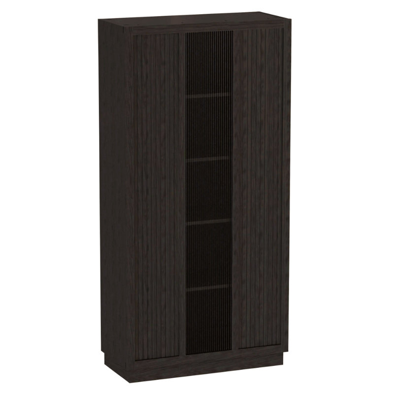 Nora 5-Shelf Sliding Door Storage Cabinet, Brown