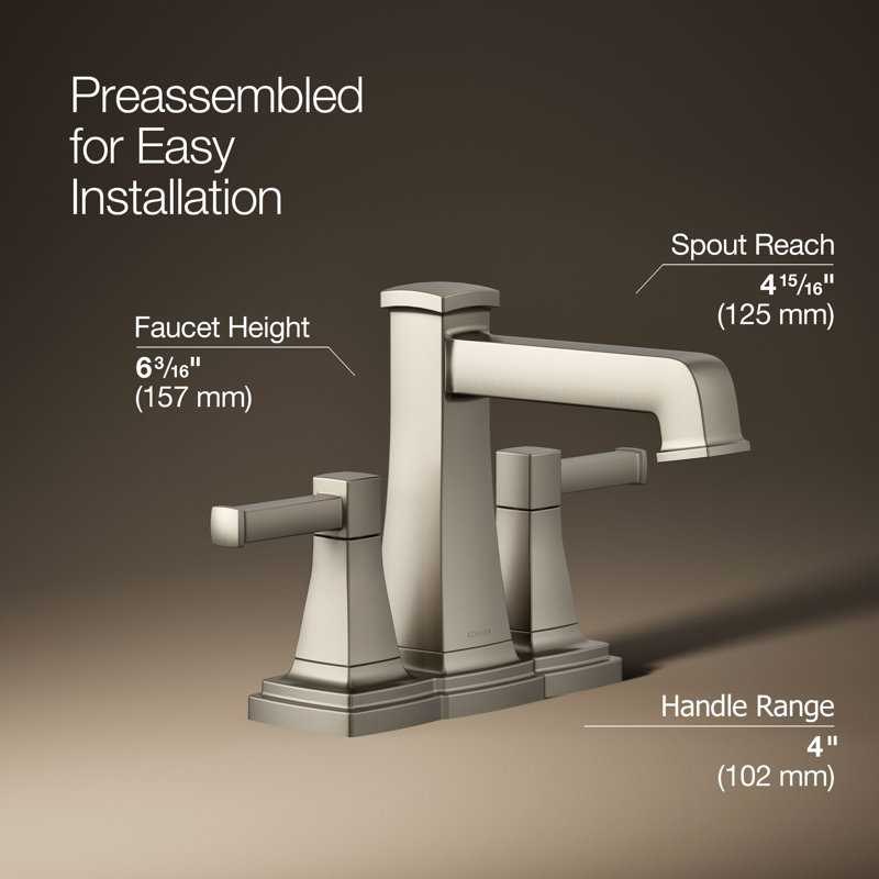 Riff Centerset Bathroom Sink Faucet, 1.2 GPM, Brushed Nickel