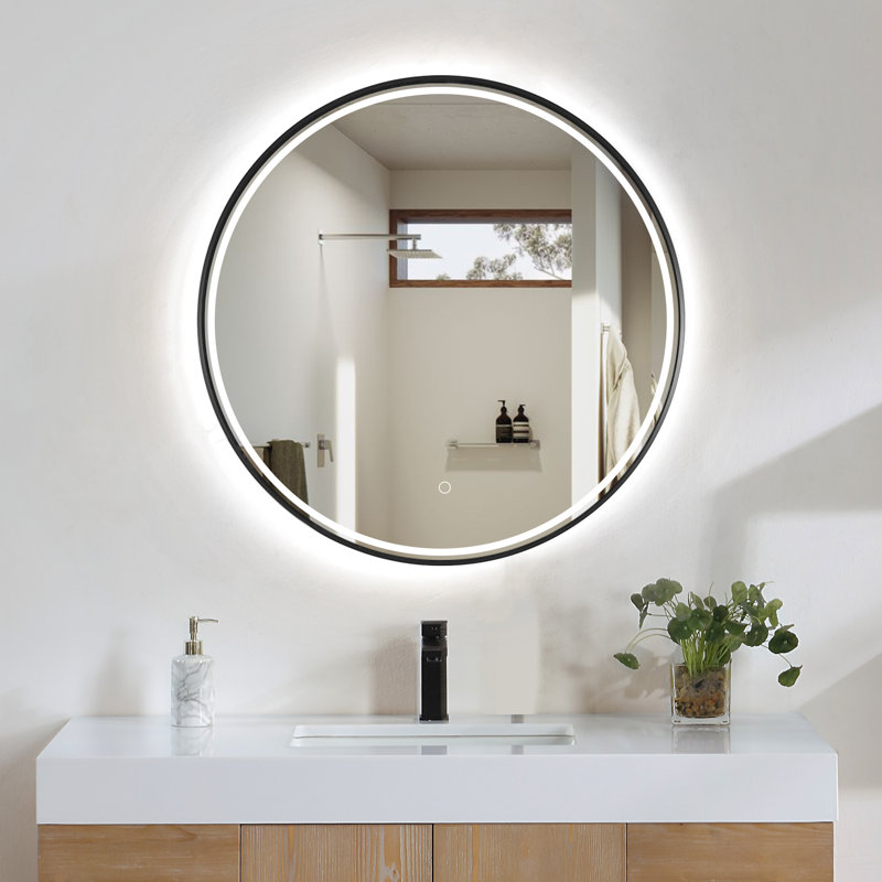 Round Silver and Gold LED Bathroom Vanity Mirror
