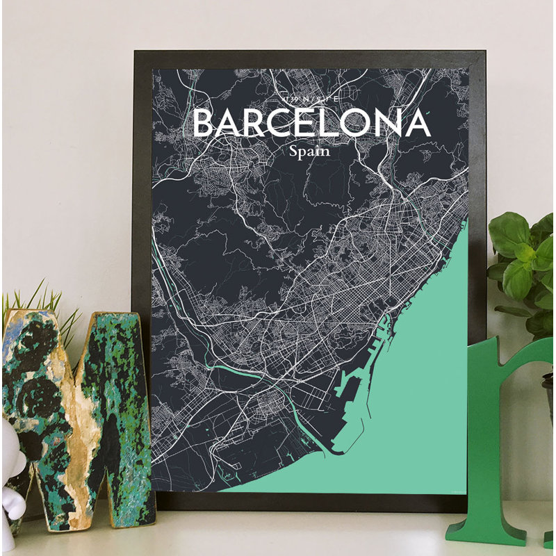 Barcelona City Map - No Frame Print, 43cm H x 28cm W x 0.13cm D