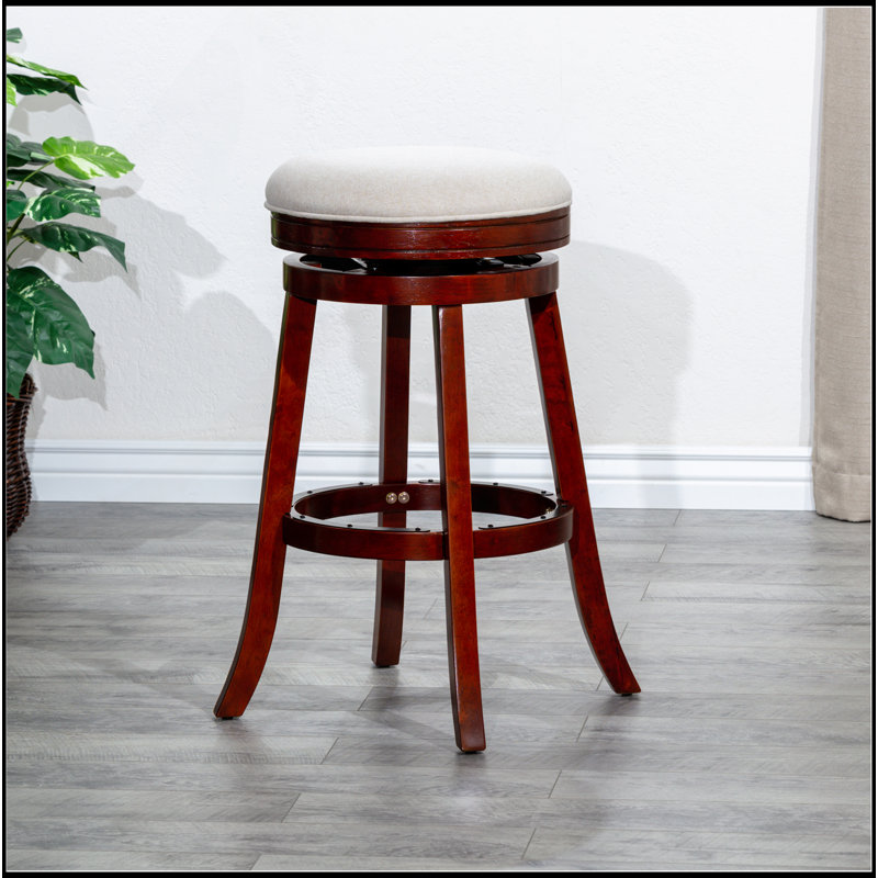 Tabouret 30 ", siège en cuir, Brun, Blanc