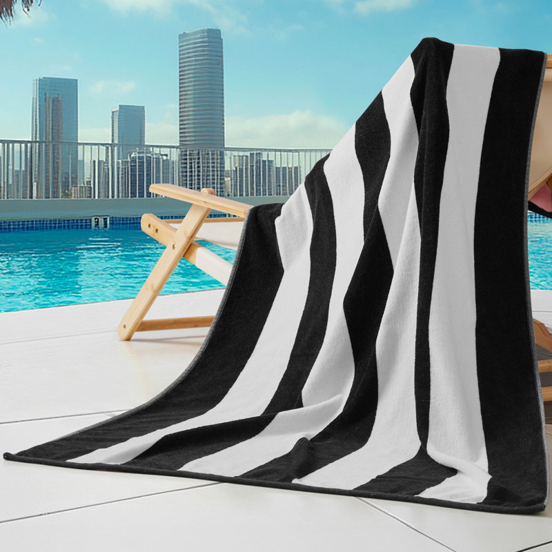 Juicy Couture Reversible Cabana Beach Towels, Black/White/Green/Pink