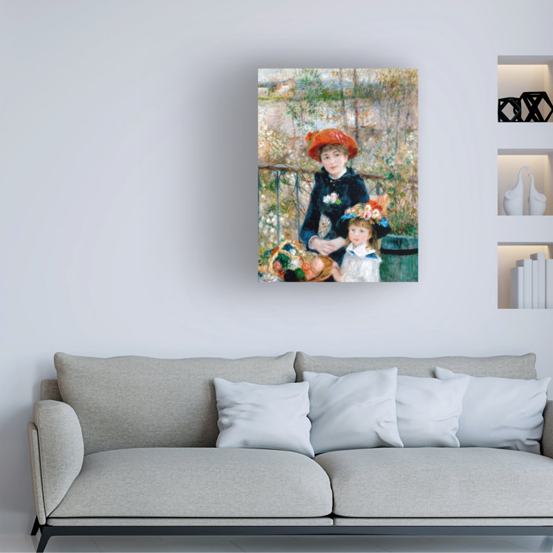 Les deux sœurs sur la terrasse par Pierre-Auguste Renoir - peinture sur toile tendue, H 19 po x l 14 po x P 2 po