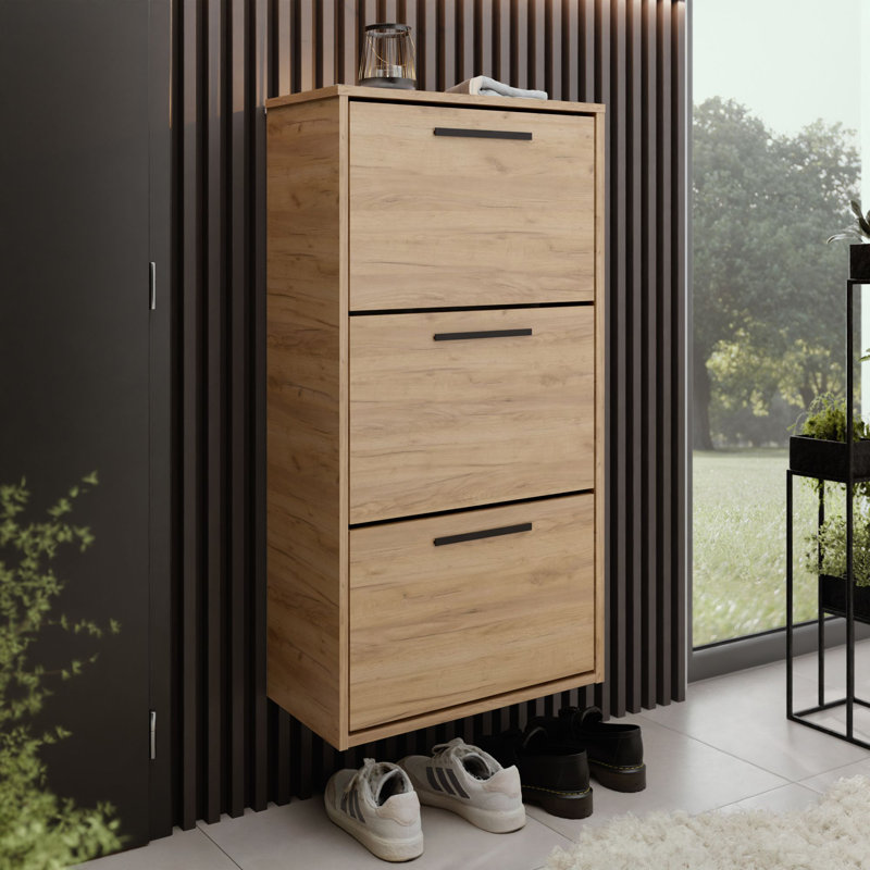 15 Pair Shoe Storage Cabinet, Shoe cabinet ASPER golden craft oak