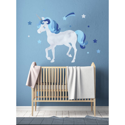 Watercolor Twinkling Unicorn With Stars Wall Sticker