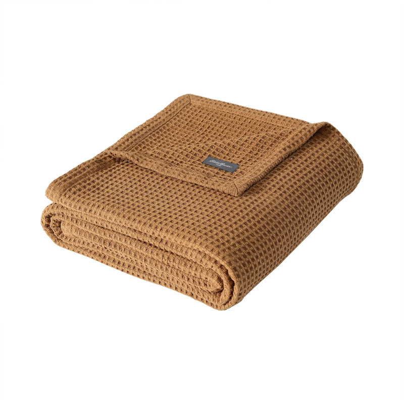 Full Brown Cotton Knitted Reversible Blanket Set