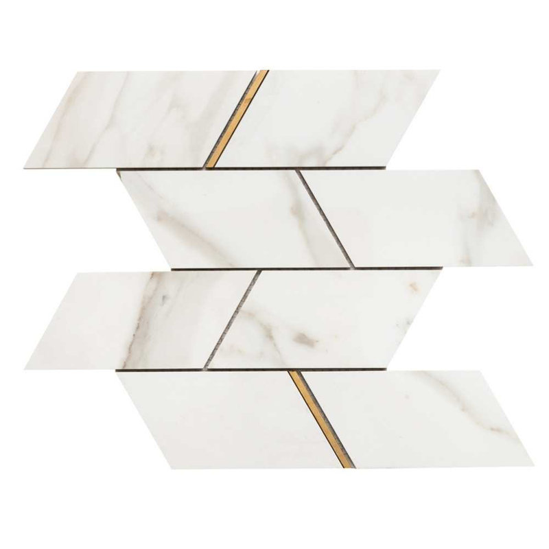 Stately Avenue 11" x 12" Porcelain Marble Look Tile, Gold