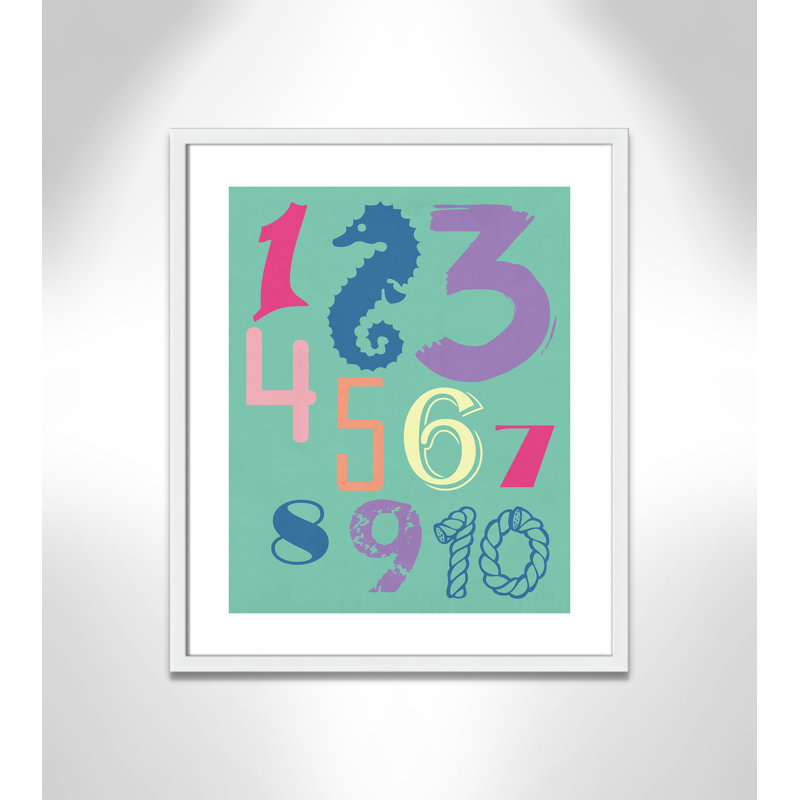 Décoration murale 123 pour enfants, H 25,5 po x l 21,5 po x P 1,19 po, Encadré de boîte blanc