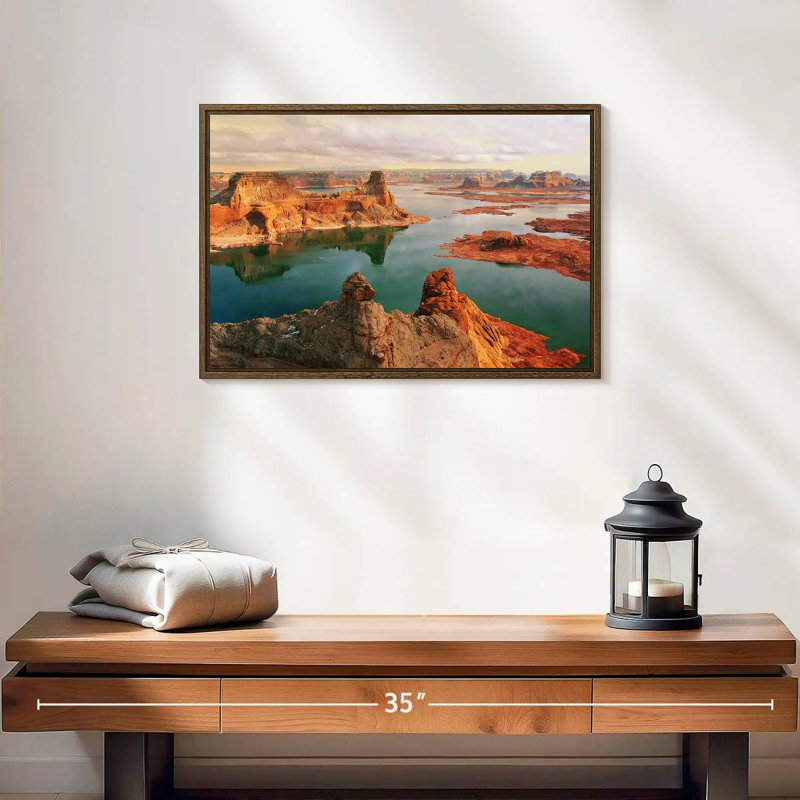 Canyons et lac Powell, 19 po x 13 po, Cadre flottant en noyer
