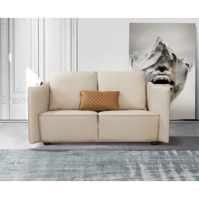 Adylene 71" Genuine Leather Flared Arm Curved Loveseat by Red Barrel Studio