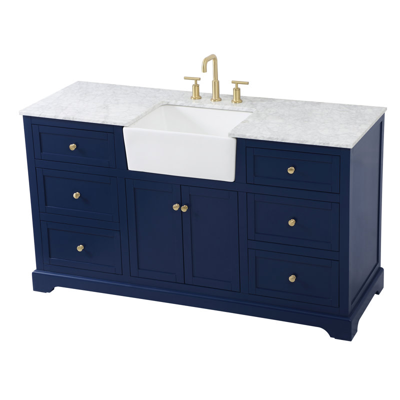 Ensemble de meuble-lavabo simple 60 po Pardue, Bleu