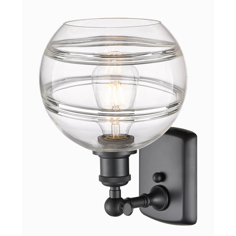 Applique murale 1 lumière Ballston Bienes, Transparent, H 10,88 po x l 8 po x P 8,13 po, Noir mat