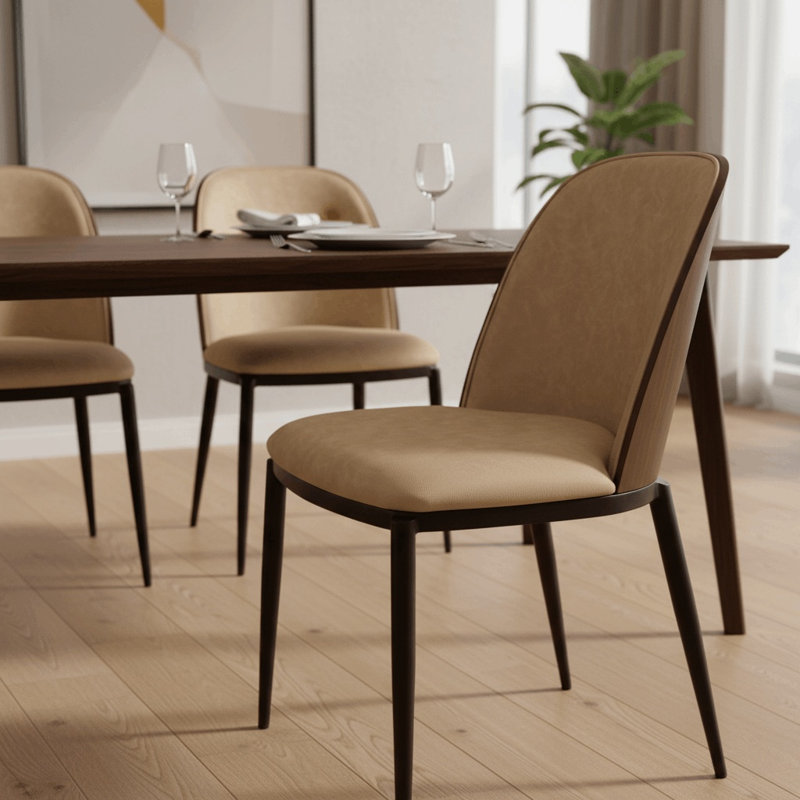 Chaise d'appoint Kelce, Cuir noyer / brun clair