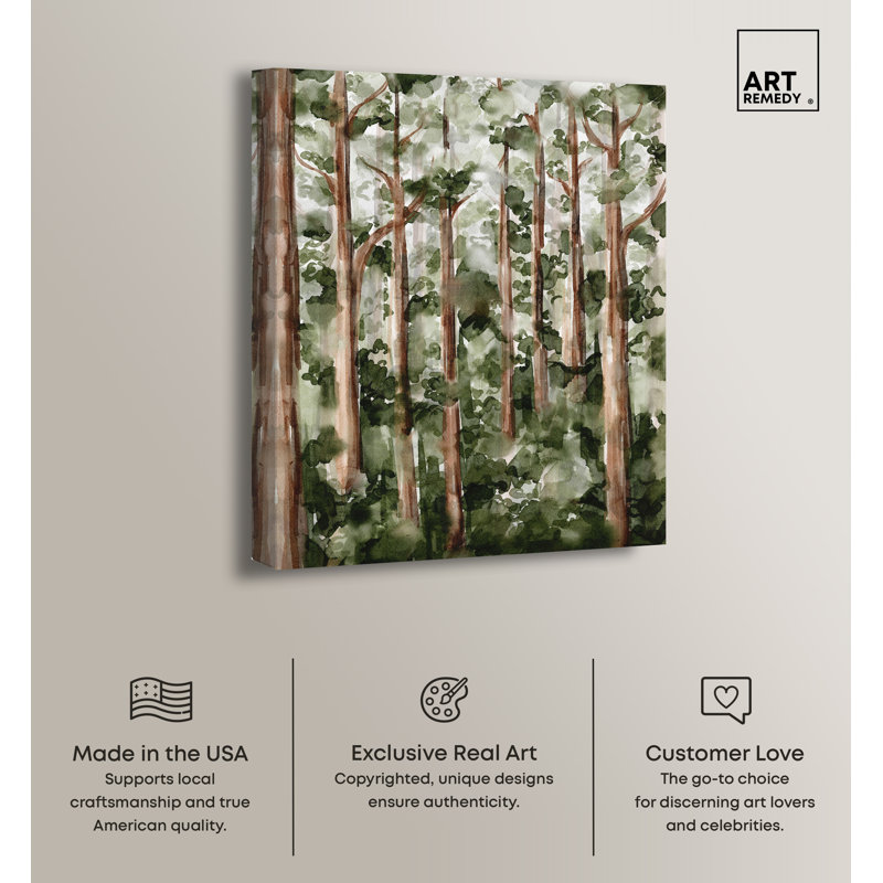 Wildy Forest Green and Brown Landscape Canvas Wall Art, 16" x 20"