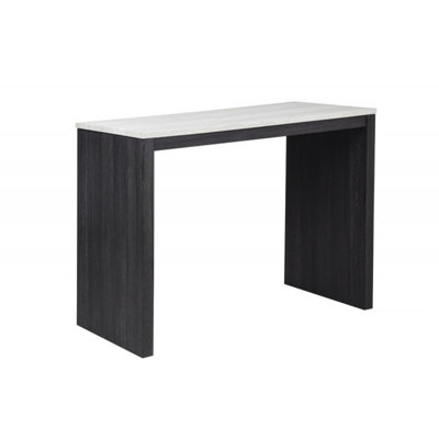 47 In. Faux Marble Sled Counter Height Dining Table (Seat For 2), Wood Frame Bar Table, Black/Beige