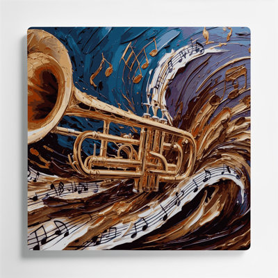 Art mural en métal noir Music Trombone