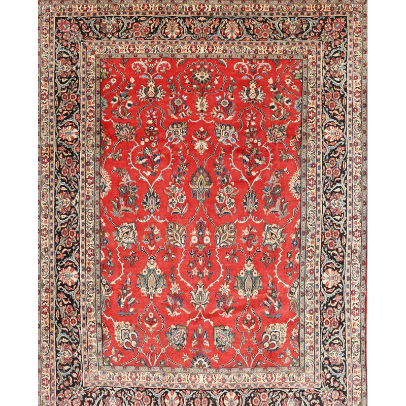 Tapis traditionnel orange / brun / gris, Rectangle 4 pi x 6 pi