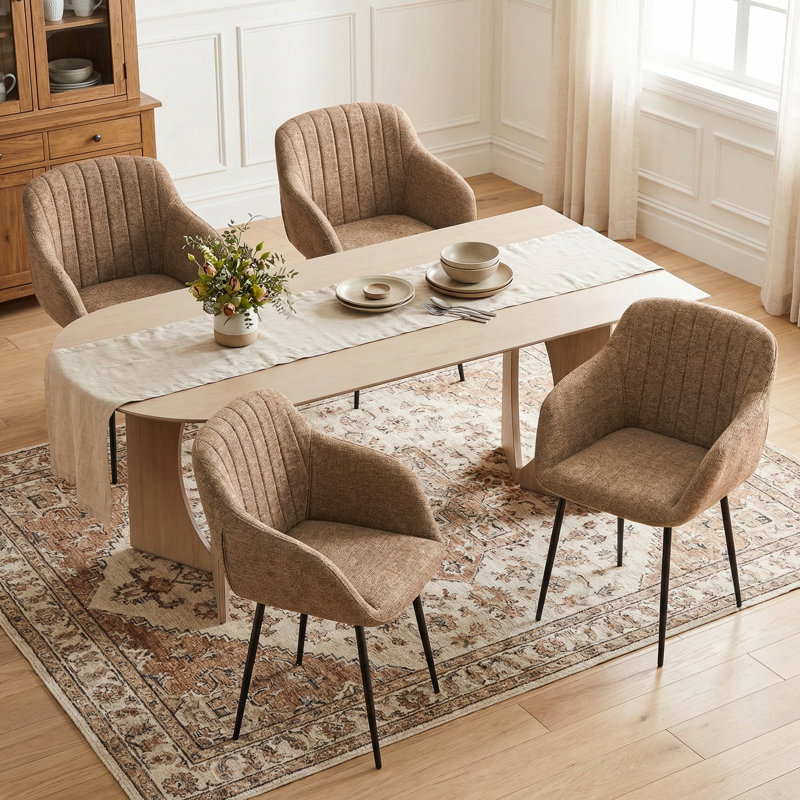 Ohio Upholstered Dining Chair, 4, Brown Chenille