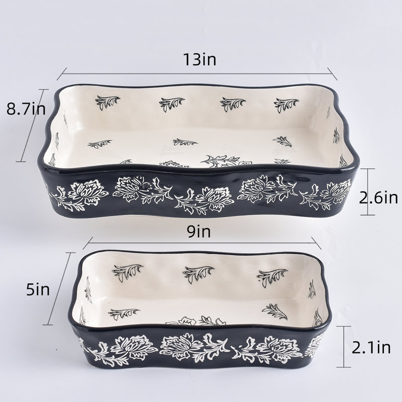 Wisenvoy Rectangle Stoneware Baker Bakeware, Black