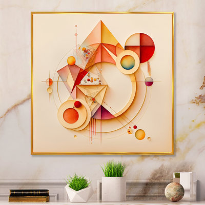 Orange And Yellow Geometric Abstract II - Floater Frame Print on Canvas