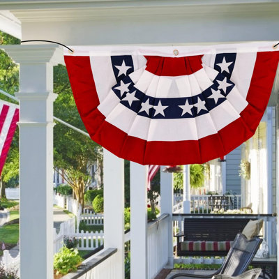 Drapeau de fanions en polyester plissé avec étoiles et rayures, demi-bannière patriotique pour la fête de l'Indépendence