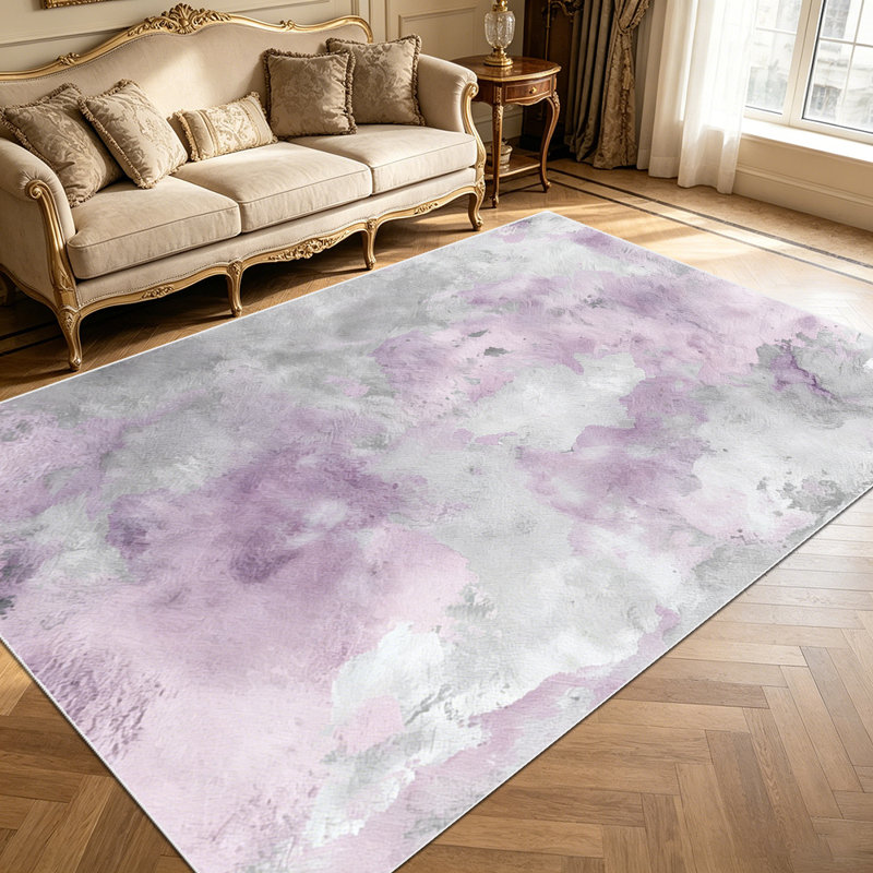 1PC Watercolor Lavender Grey Modern Abstract Print area rugs for Living Room, Soft and Comfortable, Suitable for all seasons, easy-to-maintain, machine washable Indoor floor mat, Under Table suitable for dining table, bedroom, entryway, kitchen,