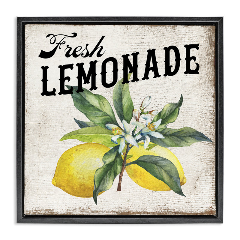  «Rustic Fresh Lemonade», art mural encadré flottant par Creatif Belle, Cadre flottant noir de jais, H 18 po x l 18 po