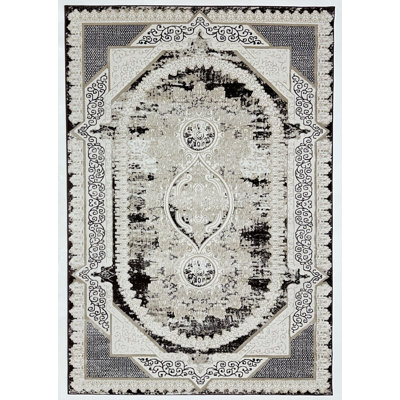 Modern Vintage Look Boho 5X7 Area Rug Transitional Carpet Shiny Vibrant High Low Pile Rug For Living Room
