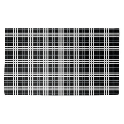 Tapis décoratif à carreaux noir/blanc fait à la main