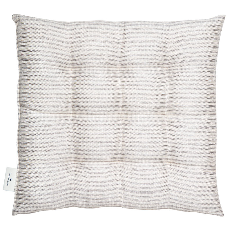 Striped Square Cushion, in Grey