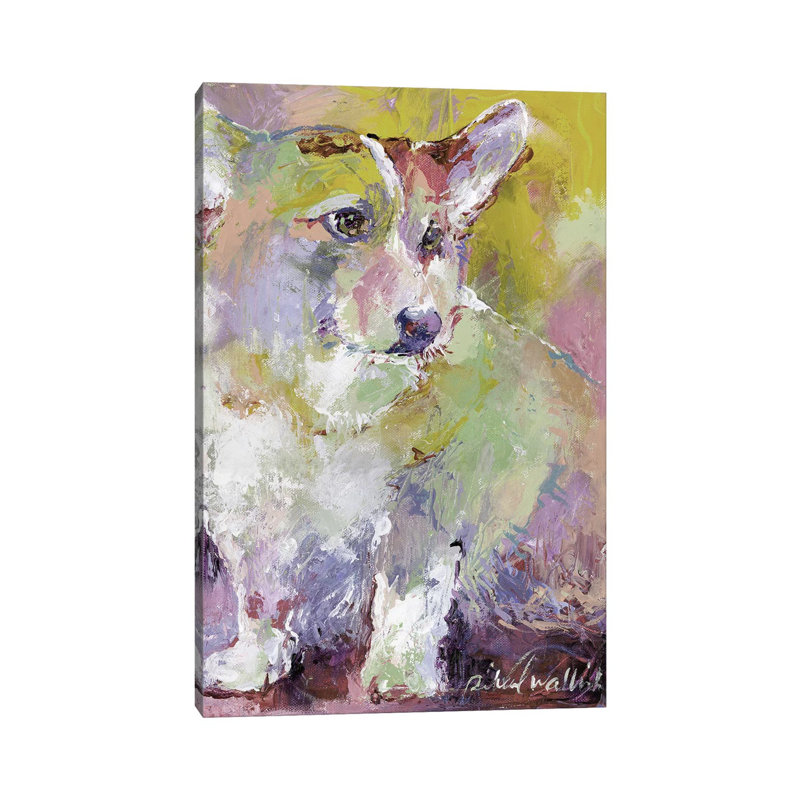 Corgi par Richard Wallich - reproduction d'art, Toile tendue, Aucun mat, H 40 po x l 26 po x P 1,5 po