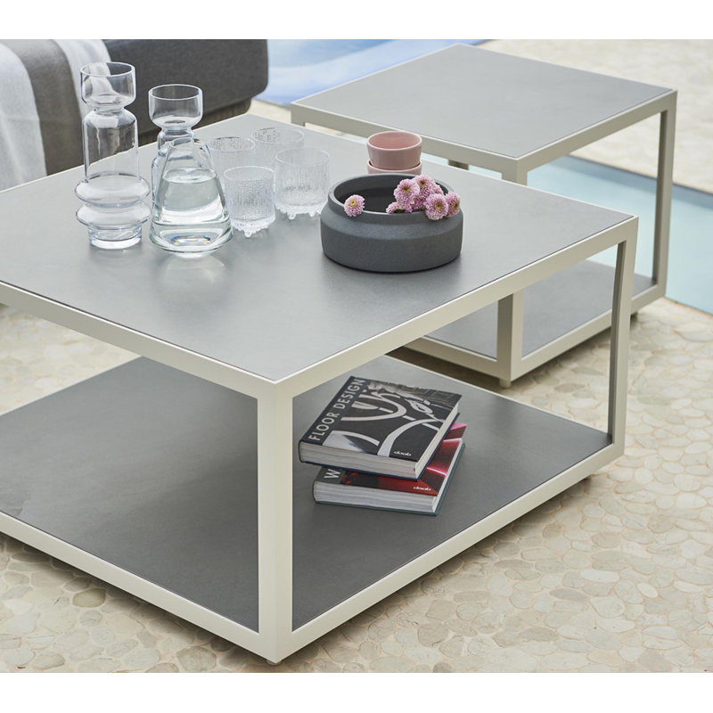 Level Outdoor Square Coffee Table, White, 31.1 W x 31.1" L x 16.6" H