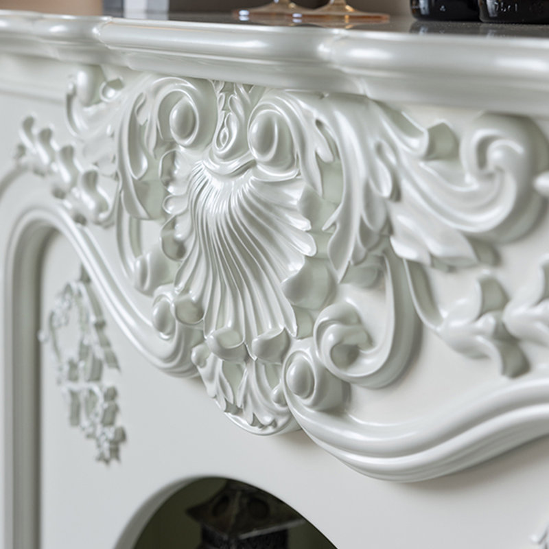 White Solid Wood Freestanding Fireplace