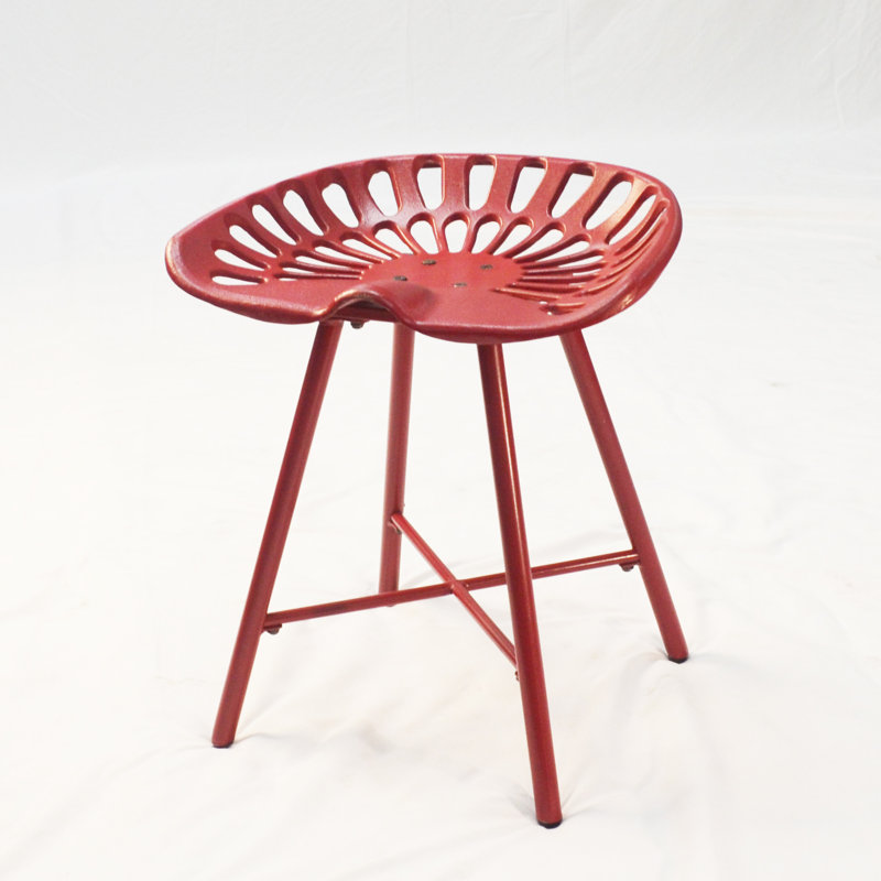 18" Metal Backless Chair, Red