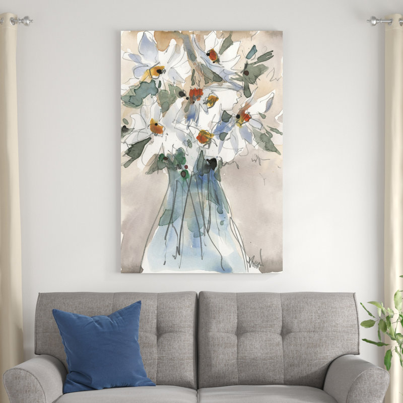 «Daisy Point of View II» par Samuel Dixon - peinture sur toile tendue, H 48 po x l 32 po