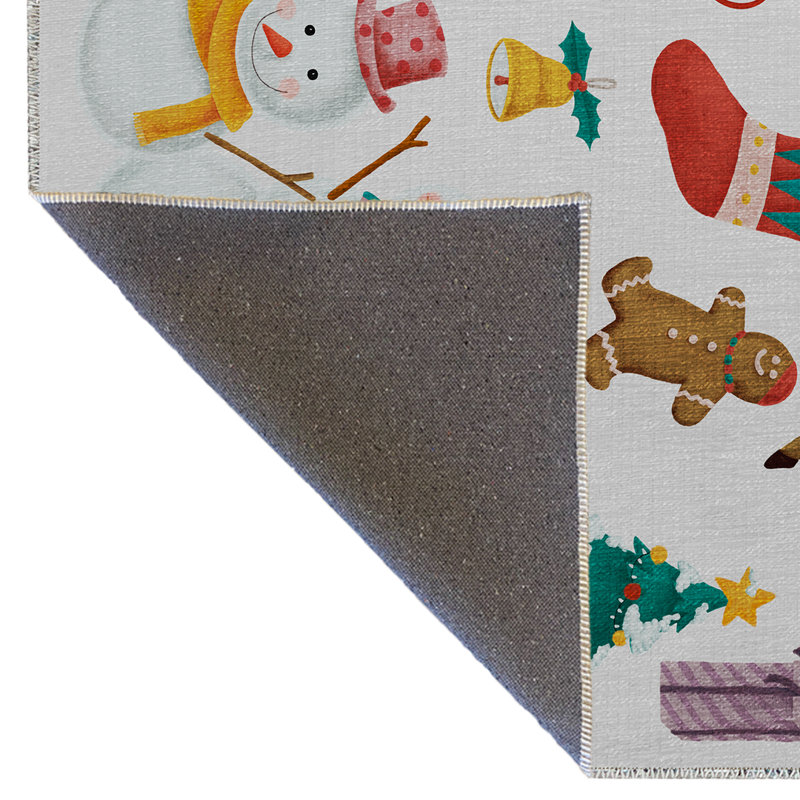 Tapis beige à motif de rennes avec motif de rennes, Rectangle 3 pi 11,24 po x 5 pi 10,87 po