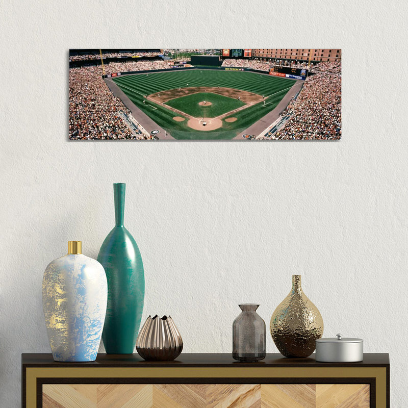 Camden Yards Baseball Field Baltimore MD 1 Piece Wrapped Canvas Panoramic Wall Art, 30.48 cm H x 91.44 cm W x 3.175 cm D