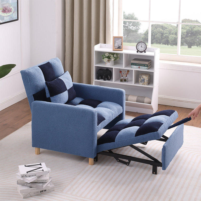 Convertible Sleeper Sofa Chair Bed, Blue
