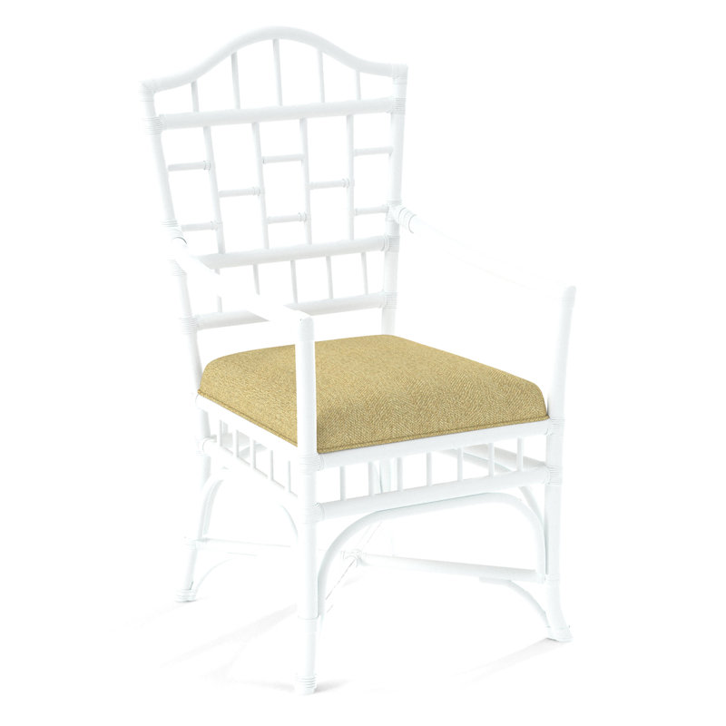 Chippendale Upholstered Arm Chair, Frost White, White Performance Fabric; 0851-94