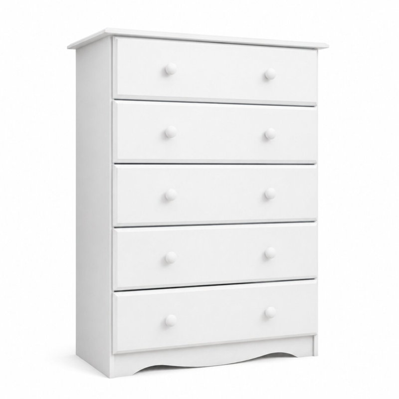 Commode 5 tiroirs Gallashaw, Blanc
