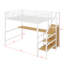 Lit mezzanine double en métal avec bureau en L, port USB, DEL, armoire-530023708