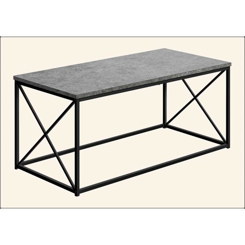 Table basse, accent, cocktail, rectangulaire, salon, L 40 po, stratifié gris, métal noir, contemporain, moderne, Gris