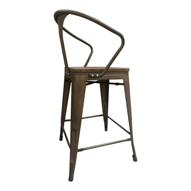 Tabouret avec accoudoir en bois de noyer